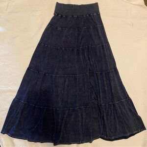 Hard Tail Dark Blue Tiered Maxi Skirt
